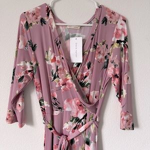 NWT Floral Wrap Bow Maxi Dress